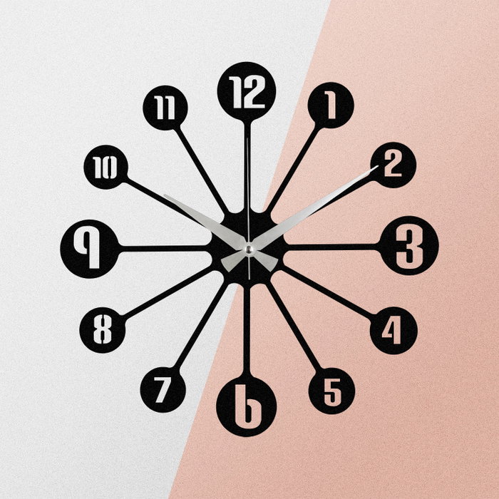 Wallity Enzoclock - S014 Reloj de Pared de Metal Negro